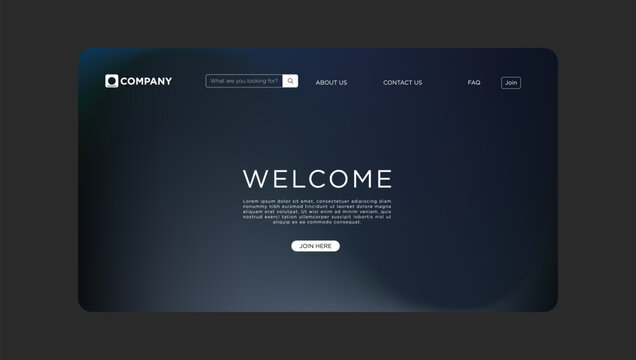 Dark Website Design Modern Welcome Page Template, User Interface
