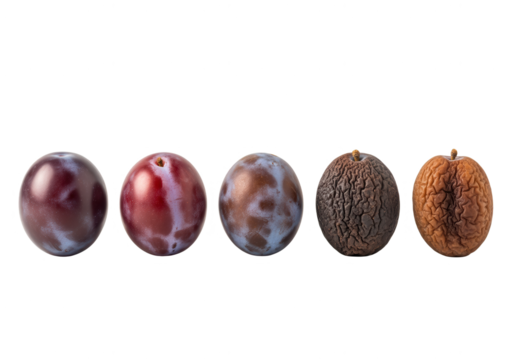 Plum Ripening Stages Isolated on White - Fruit Development