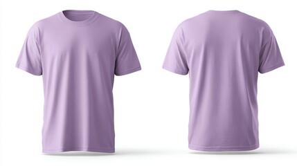 High quality photo of lavender T Shirt Mockup Front Back Views Apparel Template Clothing Design.