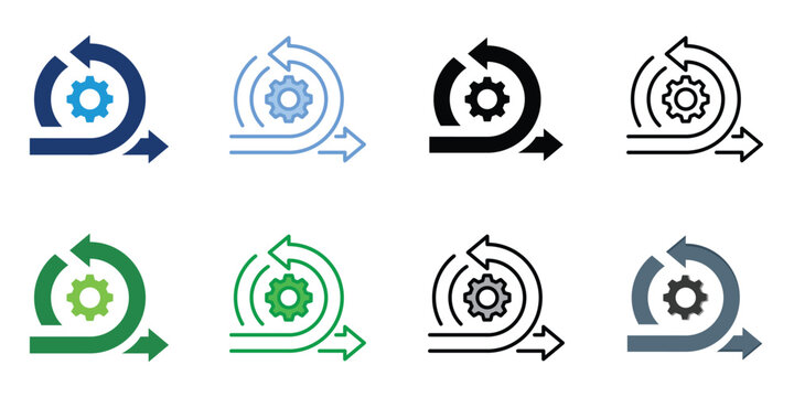 Agile Approach Icons Set Vector Multiple Style Collection