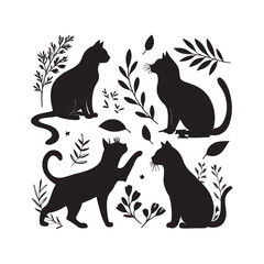 Naklejka premium Cat collection - vector silhouette