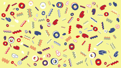 Vibrant 1980s style geometric pattern. Abstract vector background for presentation, banner, creative poster design.