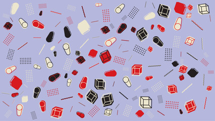 Abstract geometric pattern of cubes and cylinders. Abstract vector background for presentation, banner, creative poster design.
