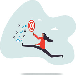 Strategy planning, method or tactic to win business reach goal, solution to avoid obstacle,people concept.
