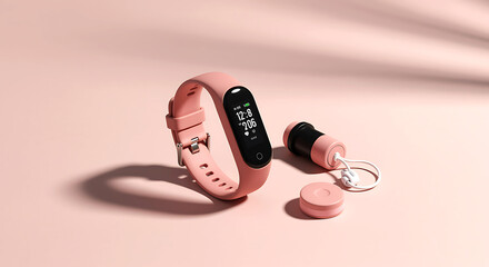 Pink fitness tracker and accessories smart watch black