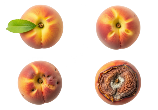 Peach Life Cycle: Fresh, Damaged, and Rotten Fruit