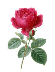 Red Rose Botanical Illustration: Vintage Flower Art