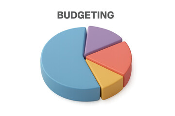 Obraz premium 3D pie chart illustrating budgeting with colorful segments Isolyate on transparent background