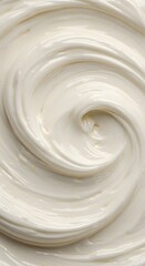 Close-up of smooth, creamy white swirl texture. Perfect for food, skincare, or abstract backgrounds. Ideal for design projects needing a clean, soft, and elegant visual element.


