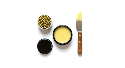 Yellow balm brush and knife container wood