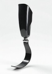 Modern Prosthetic Leg Carbon Fiber on White Background