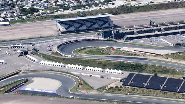 Race track Zandvoort, motorsports circuit in North Holland, The Netherlands. Aerial overview.
