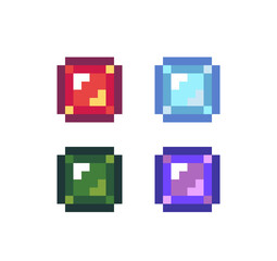 Pixel Coins and Gems Game Assets