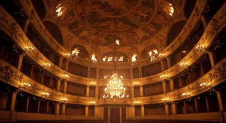 Obraz premium Opulent theater interior showcasing intricate architecture and artistic detailing with elegance