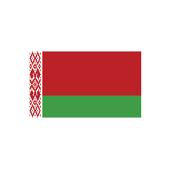 A belarusian national flag featuring a red horizontal stripe over green with a white and red pattern on the side