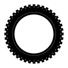 Clean black silhouette of a bicycle tire with a distinct tread pattern