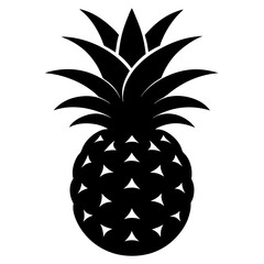 Obraz premium Simple black silhouette of a pineapple with spiky leaves a tropical fruit icon