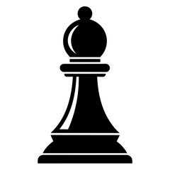 Fototapeta premium Bold black silhouette of a single chess pawn piece on a white background symbolizing strategy and competition