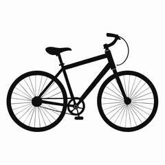 Obraz premium Classic black bicycle silhouette with detailed realistic spokes and frame