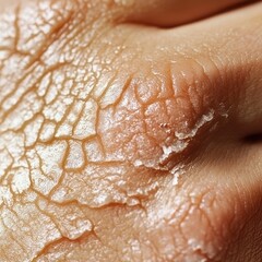 Fototapeta premium Close-Up of Dry Cracked Skin on Hand with Detailed Texture