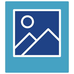 Mountain scenery frame icon that displays the exoticism of nature and stores beautiful memories after a vacation. © leader
