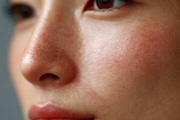 Naklejka premium Close-up view of facial skin texture.