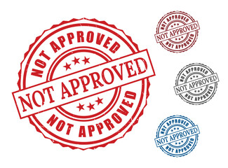 Red Grunge Denied Stamps, Not Approved Seal Vector Set  
