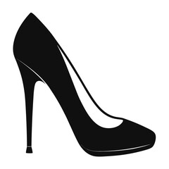 Elegant black silhouette of a high heeled shoe perfect for fashion and style designs