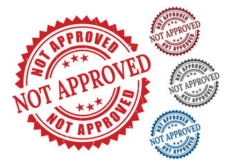 Not Authorized Stamp Icons, Red Grunge Refusal Vector Set  