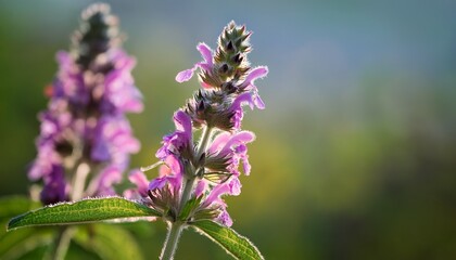 close up of a hedge woundwort stachys sylvatica flower in bloom