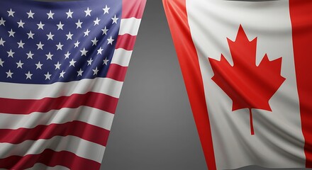 Waving Flags USA and Canada Partnership with Red, White, and Blue Color Scheme