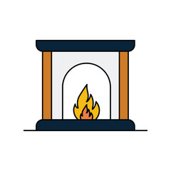 fire place color line icon with white background vector stock illustration