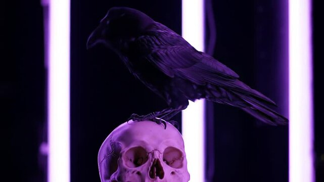 raven on a black background