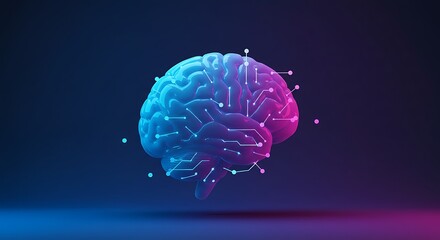 Illuminated Brain Digital Circuitry Pink Blue Glow Artificial Intelligence Concept