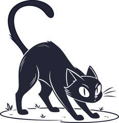 Black and white cat silhouette illustration on a white background