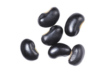 Black beans. Isolated on white background. Top view.	
