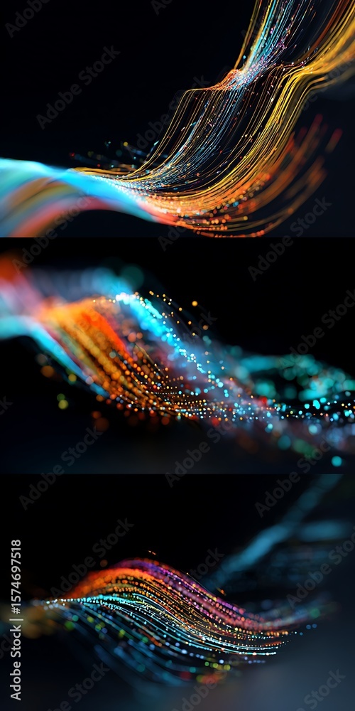 Leinwandbilder A dynamic display of flowing data streams and abstract patterns creates a futuristic design