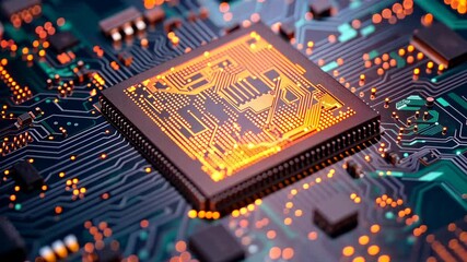 futuristic circuit board technology highlighting flow electrical signals conductors representing intricate workings neural networks big data artificial
