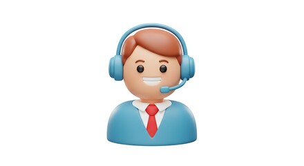 Customer service representative with headset