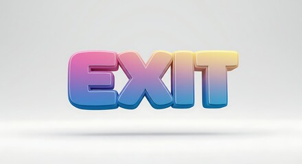 Exit sign colorful 3D lettering