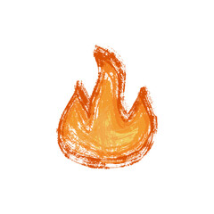 Hand drawn fire png. Crayon flame doodle illustration