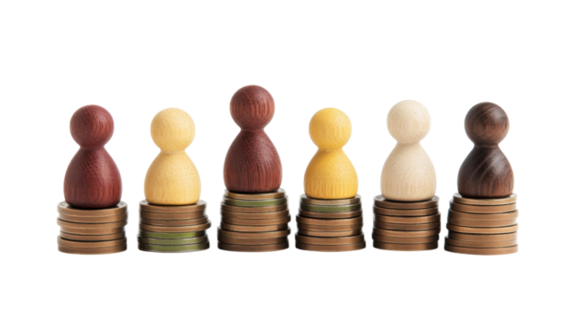 Strategic game of chess with classic wooden pieces arranged on a traditional checkered board isolated on white background