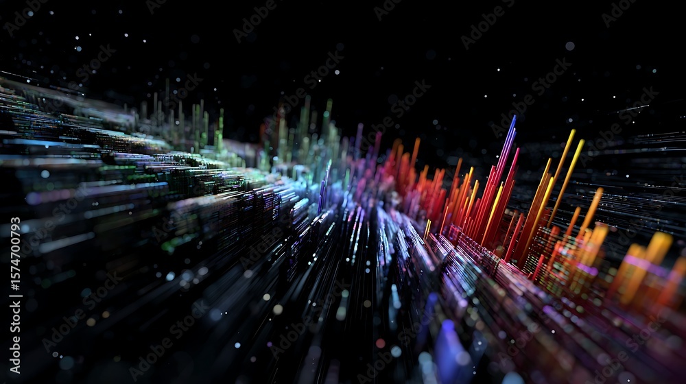 Poster a colorful abstract data visualization creates a dynamic and futuristic background pattern