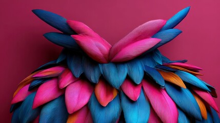 Fototapeta premium Vibrant Phoenix Costume with Majestic Feathers. A dazzling avian attire featuring ornate plumage ideal for theatrical performance or festive celebration.