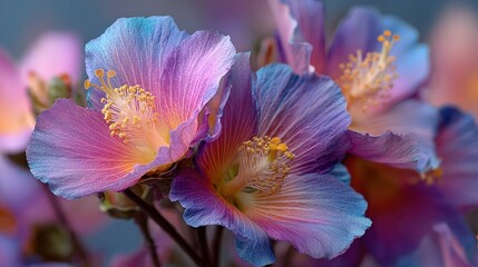 Colorful flowers with intricate details and soft petals, creating a vibrant and artistic floral composition.