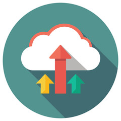Flat Cloud and Arrows Illustration for Data Transfer and Technology