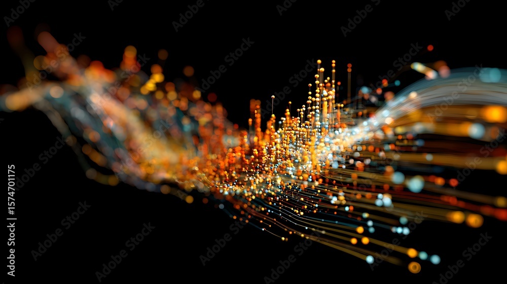 Poster a mesmerizing abstract background with glowing particles and flowing data streams