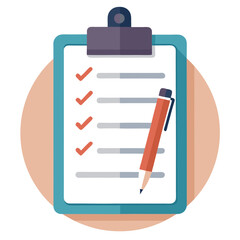 Clipboard Checklist with Pen Vector Illustration