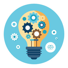 Lightbulb with Gears Vector Icon Innovation Concept