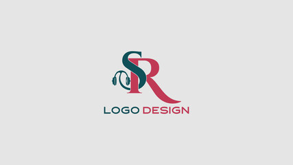Obraz premium Creative SR monogram logo in red and teal with a modern, stylish design ideal for branding, business identity, or startup company use on dark background.